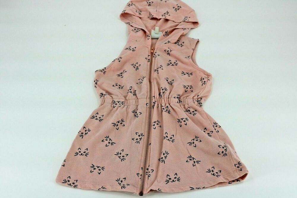 Belle Du Jour Girl’s Pink Kitty Cat Zippered Vest Kid’s Youth Size Medium